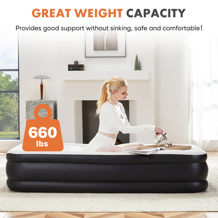 Sybels Queen Air Mattress 22" with Built-in Pump - Waterproof Raised Inflatable Bed for Camping, Home & Guest Use