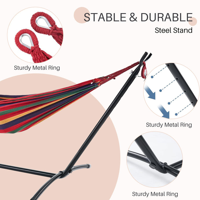 Simenmax Heavy Duty 2-Person Hammock with Steel Stand – Portable Outdoor Hammock for Garden, Yard, Camping, 450lb Capacity, Red