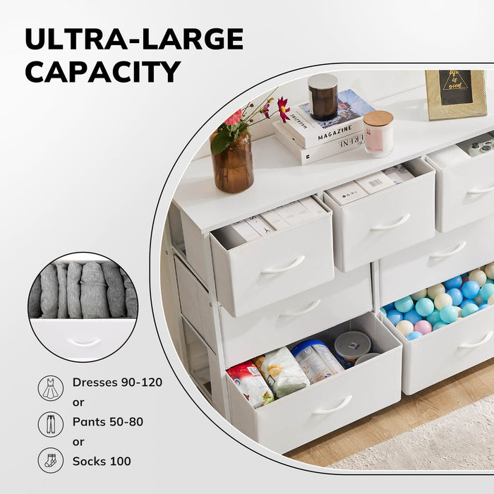 Wide 7 Drawer Fabric Dresser, Soft Storage Unit with Bins for Clothes, Toys, Linens, Fits Bedroom, Living Room, Hallway