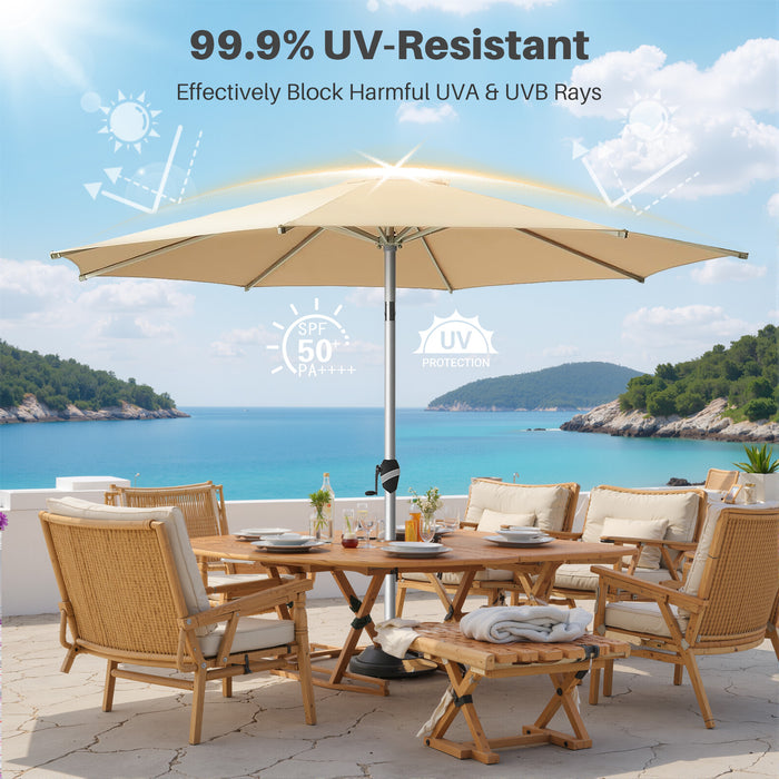 Bigleap 9FT Patio Umbrella, Market Umbrella with 8 Sturdy Ribs, Outdoor Table Umbrella for Garden, Lawn, Backyard, Pool, Beige