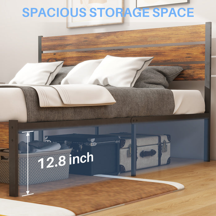 Bigleap Queen Size Metal Platform Bed Frame, No Box Spring Needed with 800LBS Sturdy Wooden Slats Support, Noise Free