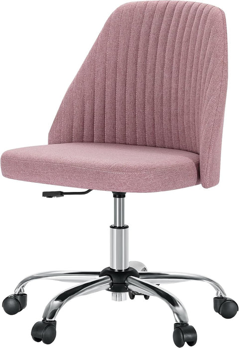 Sybels Modern Office Chair: Armless Swivel Desk Chair with Wheels, Adjustable Height Rolling Task Chair for Home, Dorm，Pink