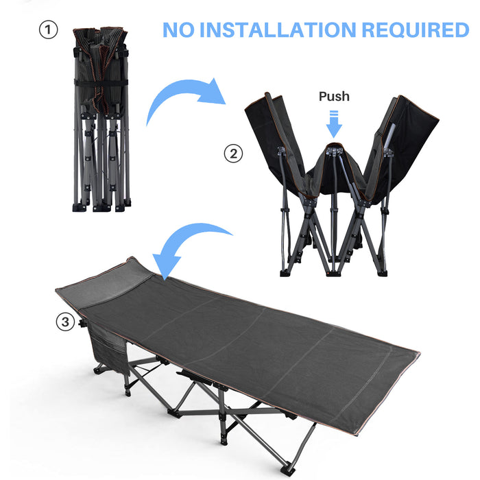 Bigleap Camping Cot, Folding Camping Cot Heavy Duty Sleeping Bed with Pilllow for Home Office Travel, Camping, Red