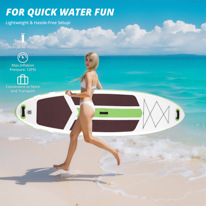 Simenmax 2-in-1 Inflatable Stand Up Paddle Board Kit - Premium Wide SUP for All Skill Levels Non-Slip Deck,Green
