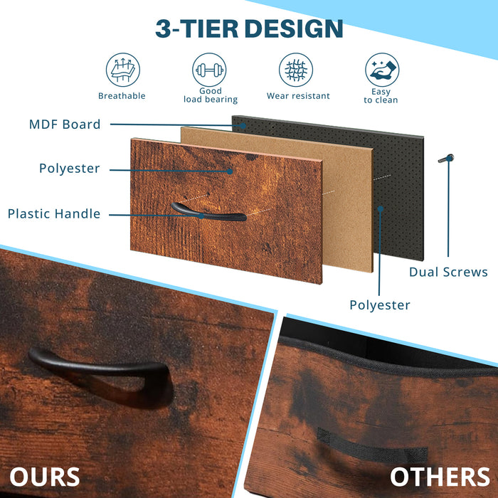 Simenmax Nightstand, 2 Drawer Dresser for Bedroom, Bedside Furniture, End Table for Bedroom, Closet, Entryway, Brown