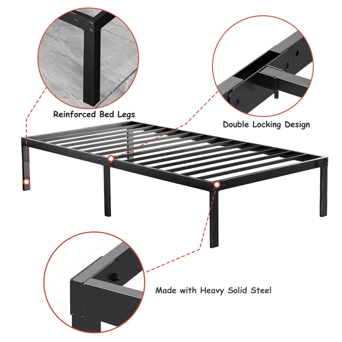 WOod-it Bed Frames, 14 Inch High Heavy Duty Metal Mattress Foundaation Platform Sturdy Steel Slat Support, No Box Spring NeedJed