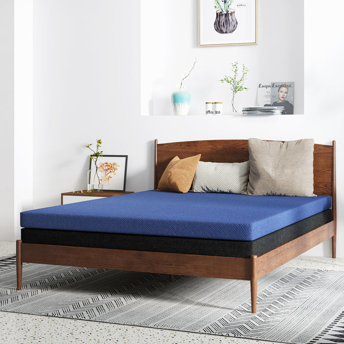 2 in 1 Queen Mattress, 8 Inch Gel Memory Foam Mattress with Cover, Pressure Relief and Pain Ease, Medium Firmness, Blue Mattress topper in a box, Made in USA