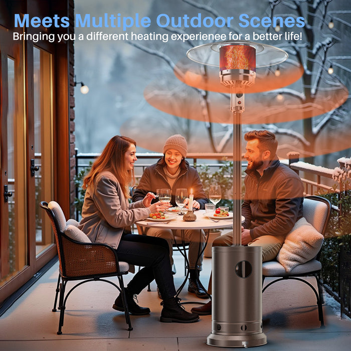 Simenmax Propane Heater, 48,000 BTU Outdoor Heaters for Patio with Auto-off Safety Protection System, Double-Layer Stainless Steel with Wheels for Backyard, Deck, Garden, Porch
