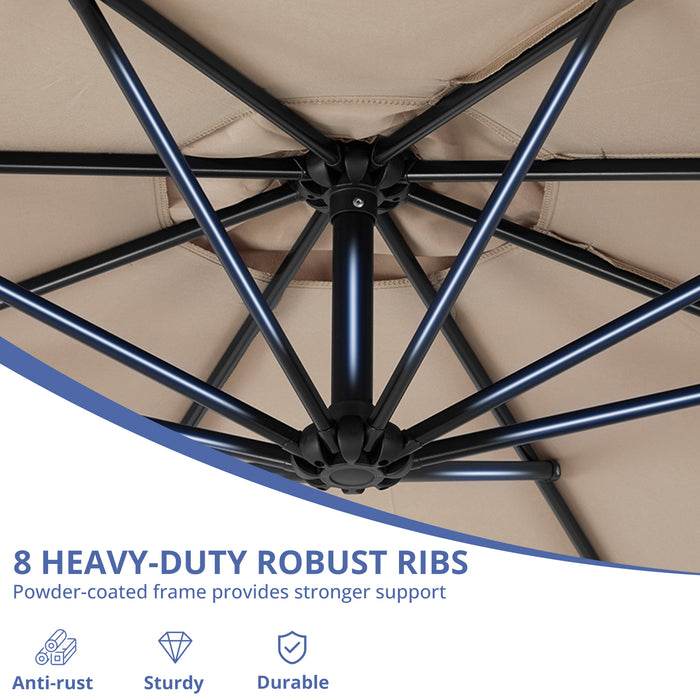 Bigleap 10ft Offset Umbrella Cantilever Patio Hanging Umbrella Outdoor Market Umbrella with Crank & Cross Base Suitable for Garden, Lawn, backyard and Deck,Blue