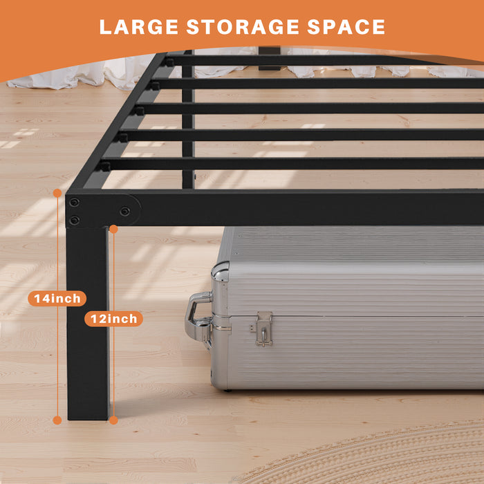 Simenmax  Full Size Metal Platform Bed Frame, Heavy Duty Mattress Foundation with Steel Slats Support, No Box Spring Needed, Black