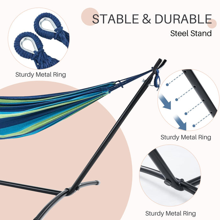 Simenmax Heavy Duty 2-Person Hammock with Steel Stand – Portable Outdoor Hammock for Garden, Yard, Camping, 450lb Capacity, Blue
