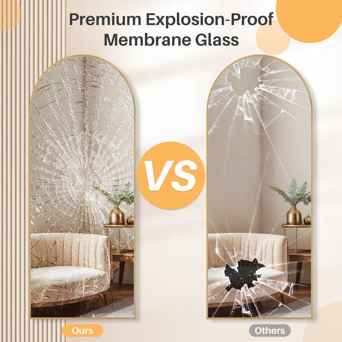 Simenmax 59"x16" Full Length Mirror Full Body Floor Mirror with Stand for Bedroom Cloakroom, Gold