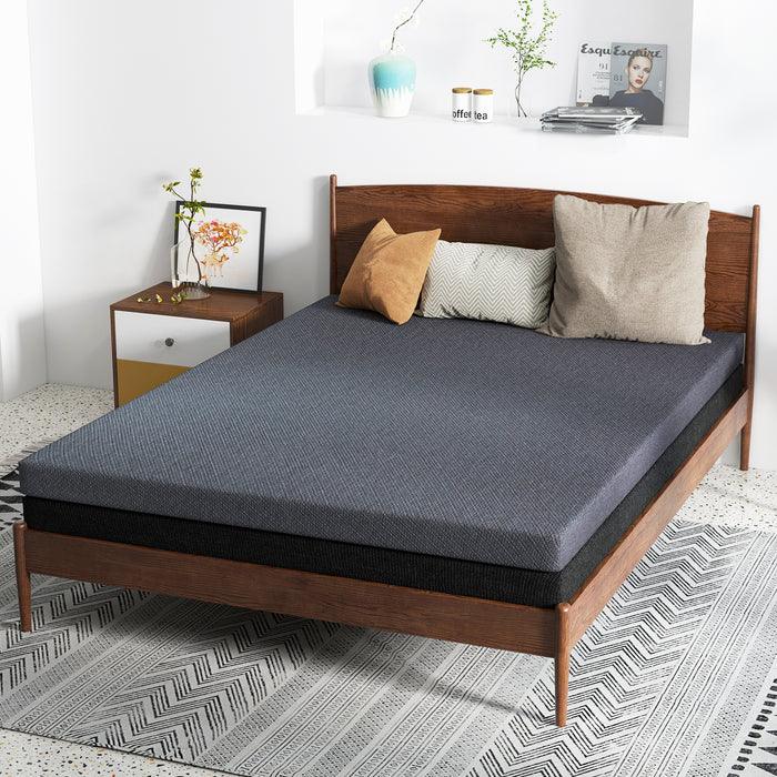 2 in 1 Twin Mattress, 6 Inch Gel Memory Foam Mattress with Cover, Pressure Relief and Pain Ease, Medium Firmness, Gray Mattress topper in a box, Made in USA