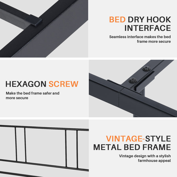 Simenmax Full Size Metal Platform Bed Frame, Heavy Duty Mattress Foundation with Steel Slats Support, No Box Spring Needed, Black