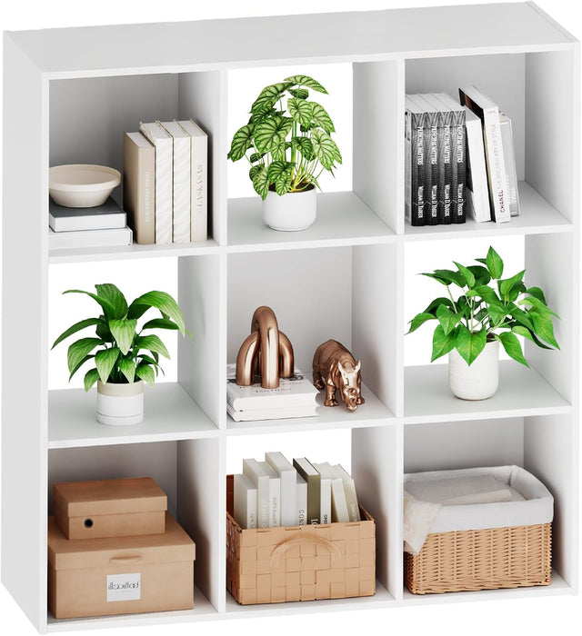 Sybels Cube Storage Shelf, 9-Cube Bookshelf with Removable Dividers，a Versatile Organizer , suitable for living rooms, home offices, and bedrooms, White