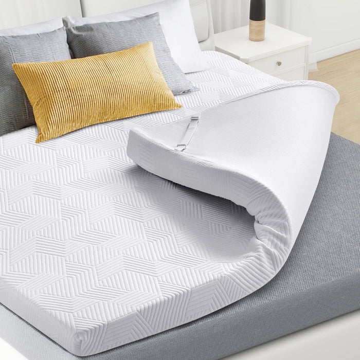 2 Inch Cal King Mattress Topper With Cover, Foam Mattress Topper for Back Pain, Gel Infused Mattress Pad