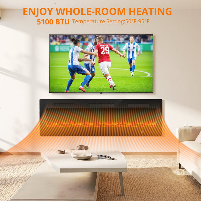 Simenmax 36'' Electric Fireplace in-Wall Recessed and Wall Mounted Fireplace Heater,Linear Fireplace with Multicolor Flame,Timer,Low Noise,Remote Control,Black
