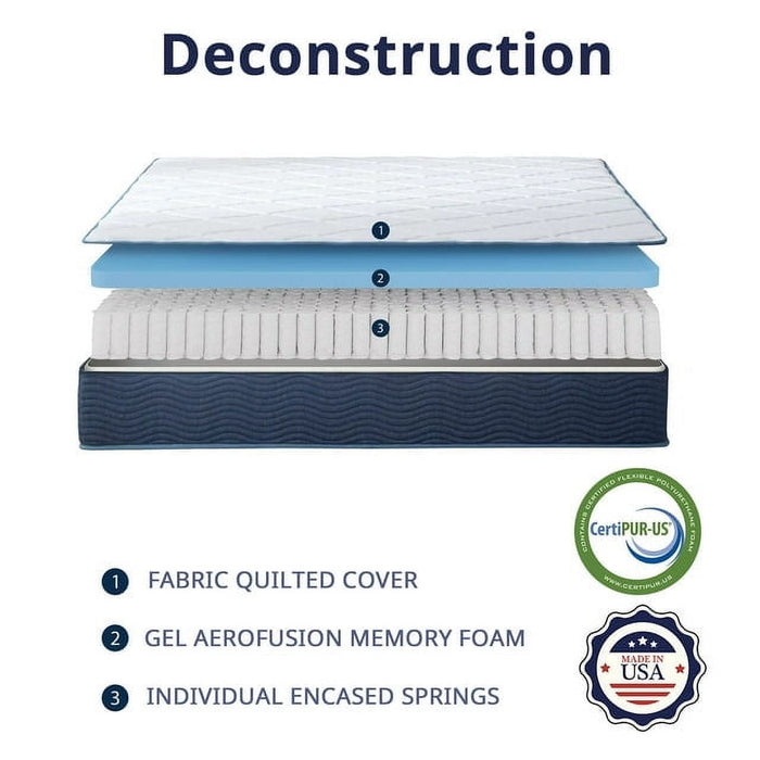 IULULU Hybrid Mattress, 11" Medium Plush Hybrid of Gel Memory Foam and Spring Mattress, Twin