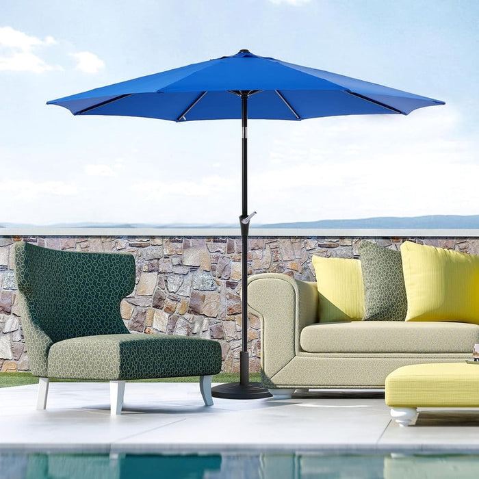 Simenmax 9FT Patio Umbrella with Tilt and Crank, Outdoor Umbrella for Table Waterproof UV Blocking, Heavy Duty Market Sun Shade for Pool, Deck, Garden, Blue