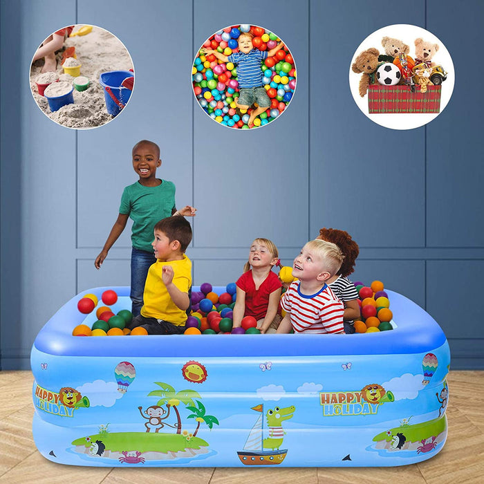 Rectangular Inflatable Swimming Pool Durable, Easy Setup, Family Fun