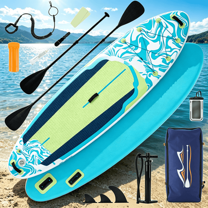 Blorly 10'5" Inflatable Stand Up Paddle Board, Commercial Grade PVC ISUP with Non-Slip Deck, Complete SUP Accessories: Paddle, Pump, Leash & Backpack, All-Skill Level Water Sports Board, Green