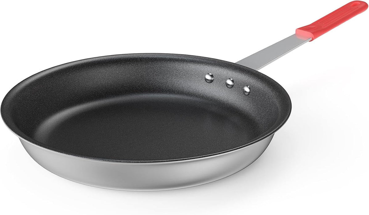 Simenmax 10-Inch Ceramic Nonstick Frying Pan, Induction Compatible Skillet with Stainless Steel Base, Nonstick Pan for Gas, Electric, and Ceramic Stovetops,Red