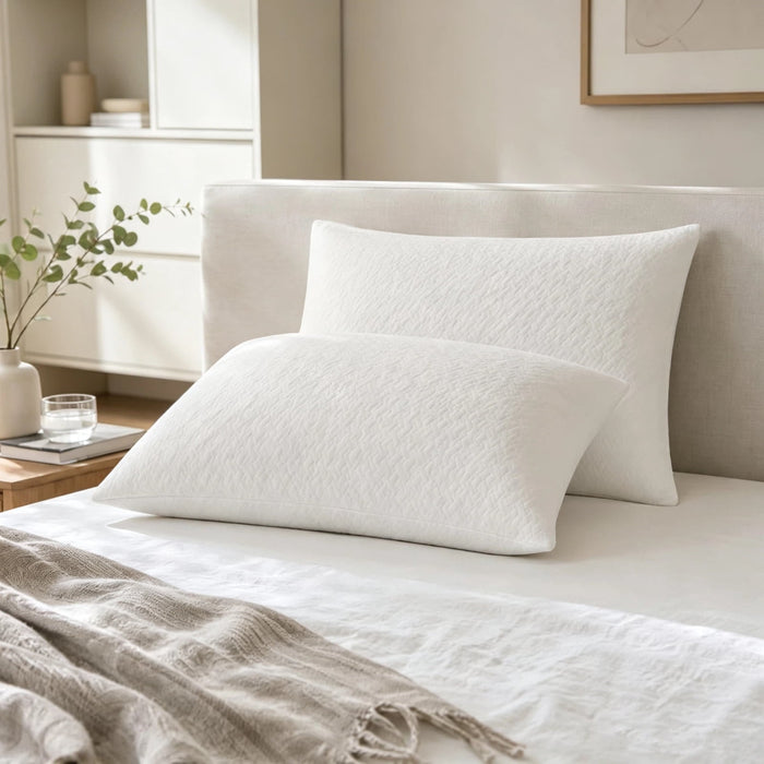 2-Pack Shredded Memory Foam Pillows, Medium Firm Support with Removable Washable Cover, Suitable for All Sleeping Positions, White, 28"D×18"W