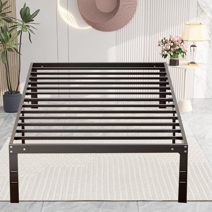TINKLE WELL Bed Frame Metal Platform Bed Frame Mattress Foundation with Steel Slat Support-Twin