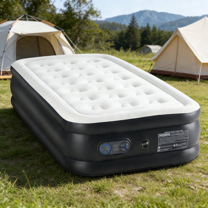 Nextay Air Mattress with Large Capacity Pump, 16'' Quick Inflatable Portable Camping Bed, Supports Up to 660 Lbs, Ideal for Family Camping, Trips, Twin Size