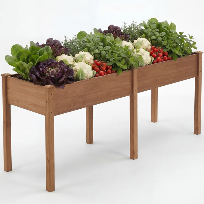 Betcozy Raised Garden Bed, 72x 23x 30 Inch Natural Wood Gardening Elevated Planter Box, Large Load-bearing, Brown