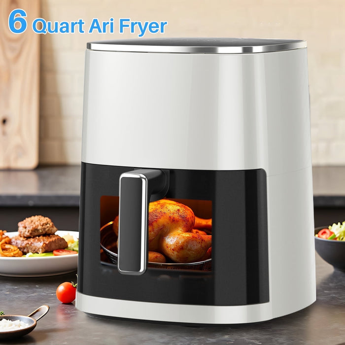 Blorly 6 Qt Air Fryer, Sliver 12-in-1 Functions Air Fryer, Automatic Shutoff, Built-in Timer, Basket, Oil, Frying 400掳F Max