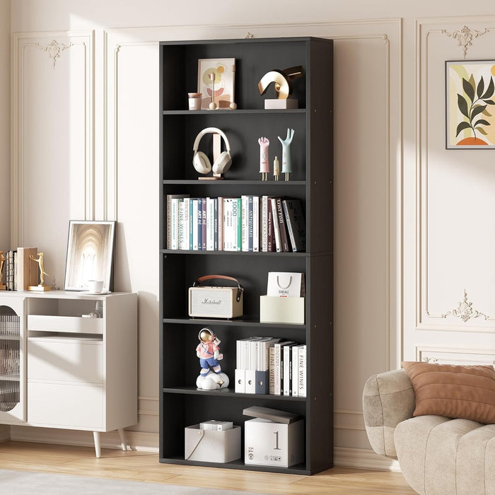 Blorly 6 Tier Bookcase,63 Inch Tall Bookshelf Storage Wall Shelf Organizer Display StandBook Shelf, Corner Storage Organizer, Black