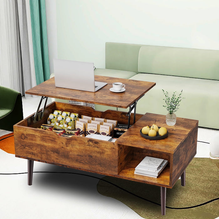 TINKLE WELL TINKLE WELL Vintage Lift Top Coffee Table with Hidden Compartment & Storage ,Brown