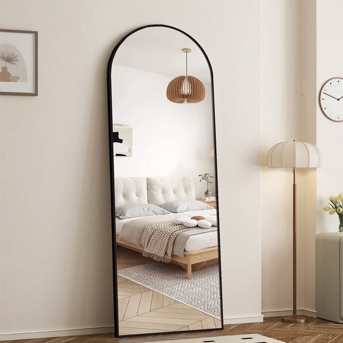 Taoset 56"x21" Arched Full Length Mirror Full Body Mirror Floor Mirror Standing Hanging or Leaning Wall,Black