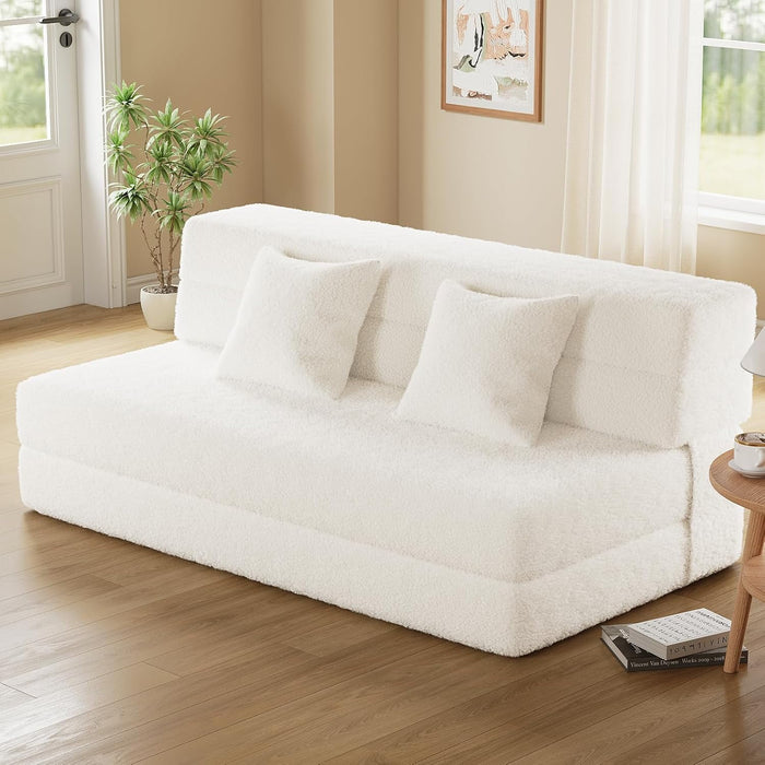 6'' Folding Sofa Bed with 2*Pillow, Convertible Makeshift bed, Futon SofaBed Couch