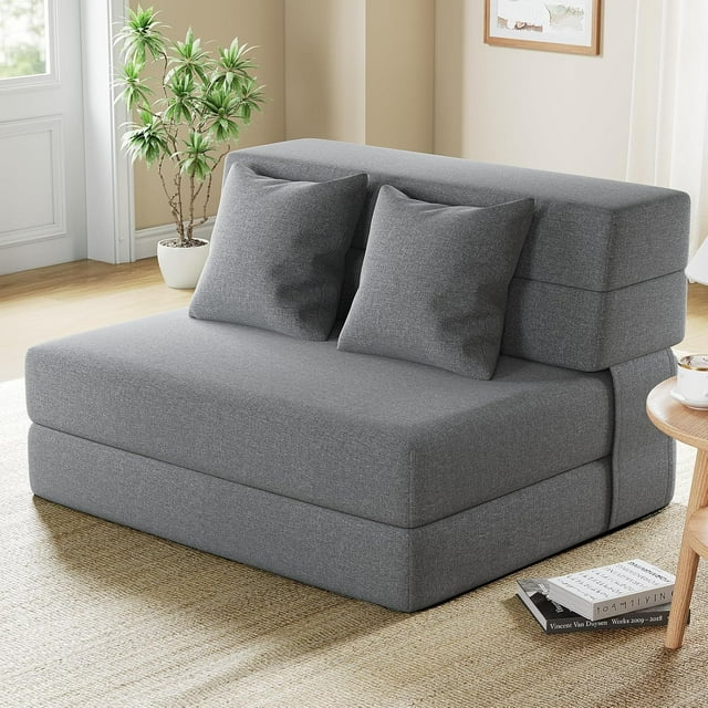 6'' Folding Sofa Bed with 2*Pillow, Convertible Makeshift bed, Futon SofaBed Couch