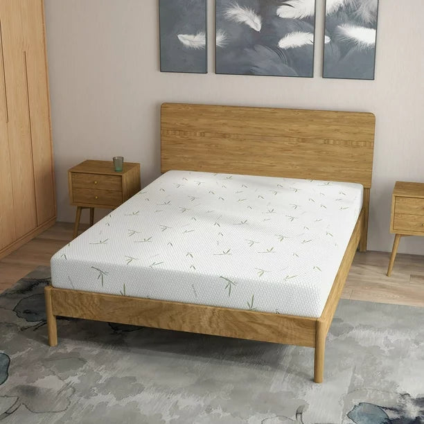 6 inch Twin Size Memory Foam Mattress , Medium Firmness Made in USA, with Green Tea Cooling Gel , Supportive & Pressure Relief Bed Mattress,Bamboo Knit cover