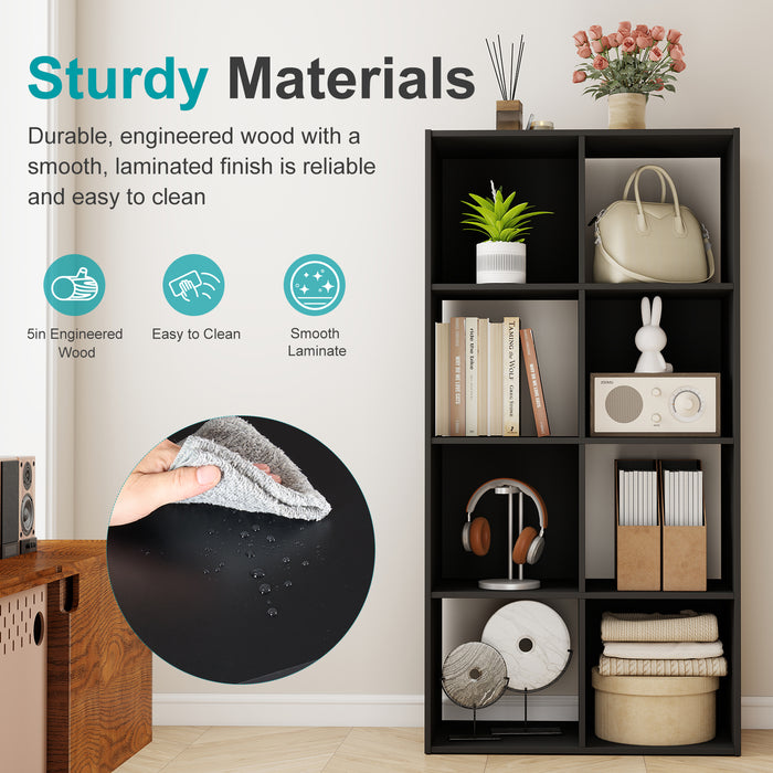 Sybels Cube Storage Shelf, 9-Cube Bookshelf with Removable Dividers，a Versatile Organizer , suitable for living rooms, home offices, and bedrooms, Black