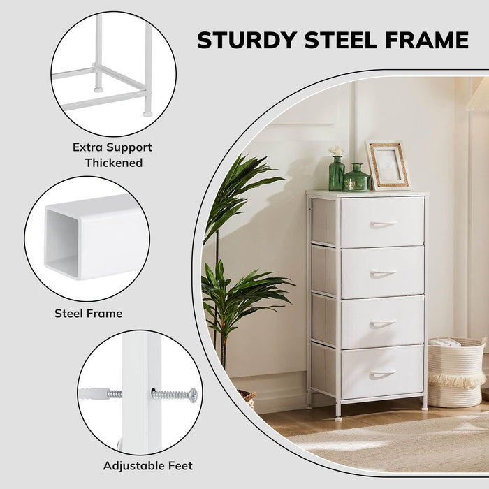 Storage Dresser with 4 Drawers, Removable Bins, Modern Wide Soft Fabric Chest Organizer for Bedroom, Hallway