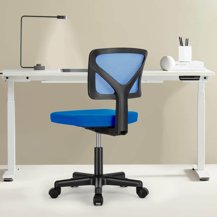 Sybels Adjustable Mesh Office Chair - Padded Seat, Low Back Support, 360° Swivel & Smooth Rolling Casters, Blue