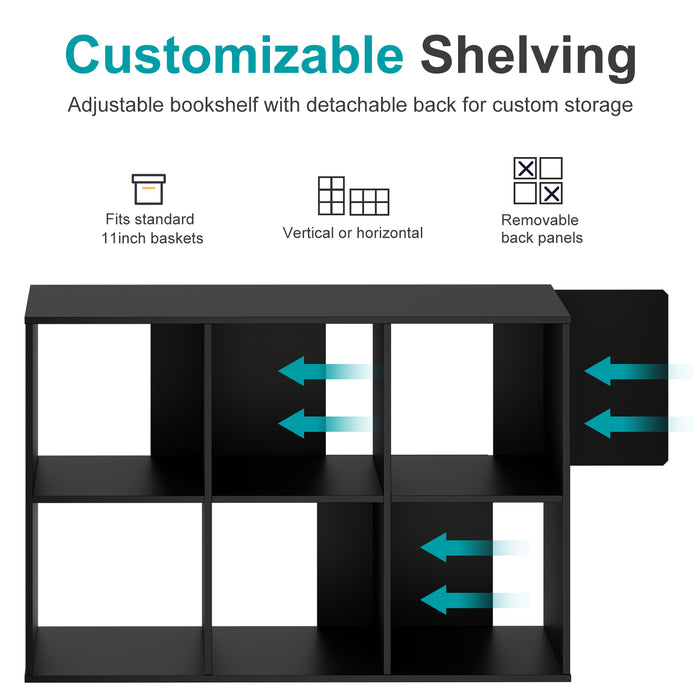 Sybels Cube Storage Shelf, 9-Cube Bookshelf with Removable Dividers，a Versatile Organizer , suitable for living rooms, home offices, and bedrooms, Black