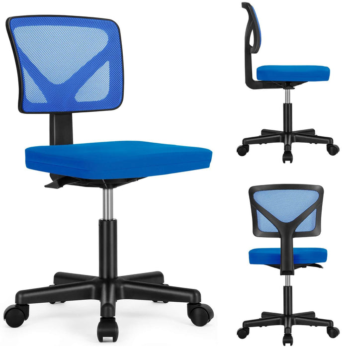 Sybels Adjustable Mesh Office Chair - Padded Seat, Low Back Support, 360° Swivel & Smooth Rolling Casters, Blue