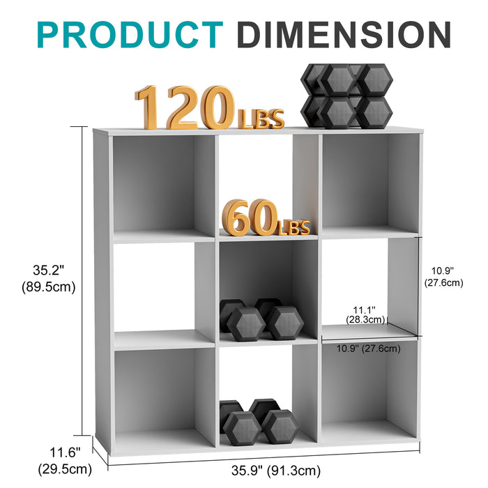 Sybels Cube Storage Shelf, 9-Cube Bookshelf with Removable Dividers，a Versatile Organizer , suitable for living rooms, home offices, and bedrooms, Black