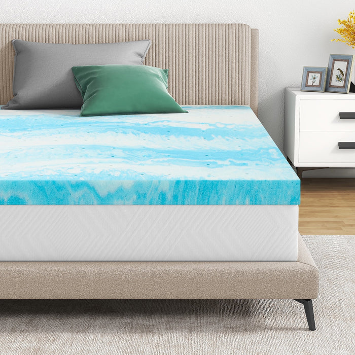 TINKLE WELL TINKLE WELL 3 inch Gel Infused Memory Foam Mattress Topper, Full, Blue