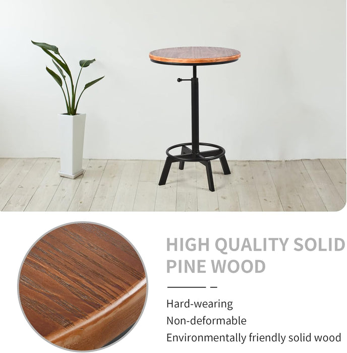 Simenmax Swivel Bar Table Adjustable 30"-35.4" Round Wood Tabletop, Rustic Industrial Kitchen Dining Living Party Office Coffee Bistro Breakfast Pub Table