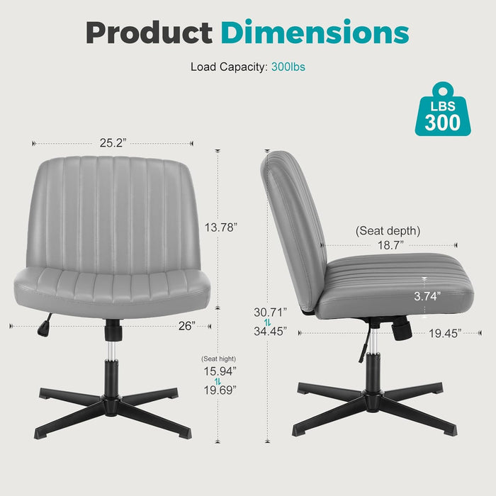 Simenmax Home Office Desk Chair, Mid-Century Inspired Adjustable Swivel Comfy Upholstered,Gray