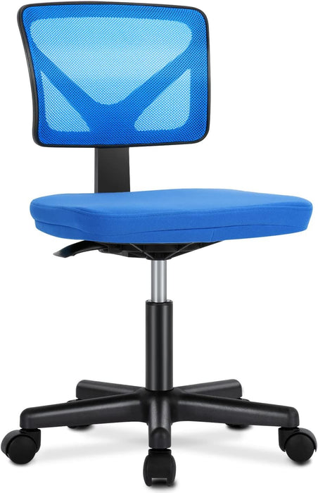Armless Desk Chairs with Wheels Cute Home Office Chair No Arms, Ergonomic Adjustable Swivel Rolling Task Chair