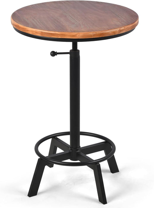Simenmax Swivel Bar Table Adjustable 30"-35.4" Round Wood Tabletop, Rustic Industrial Kitchen Dining Living Party Office Coffee Bistro Breakfast Pub Table