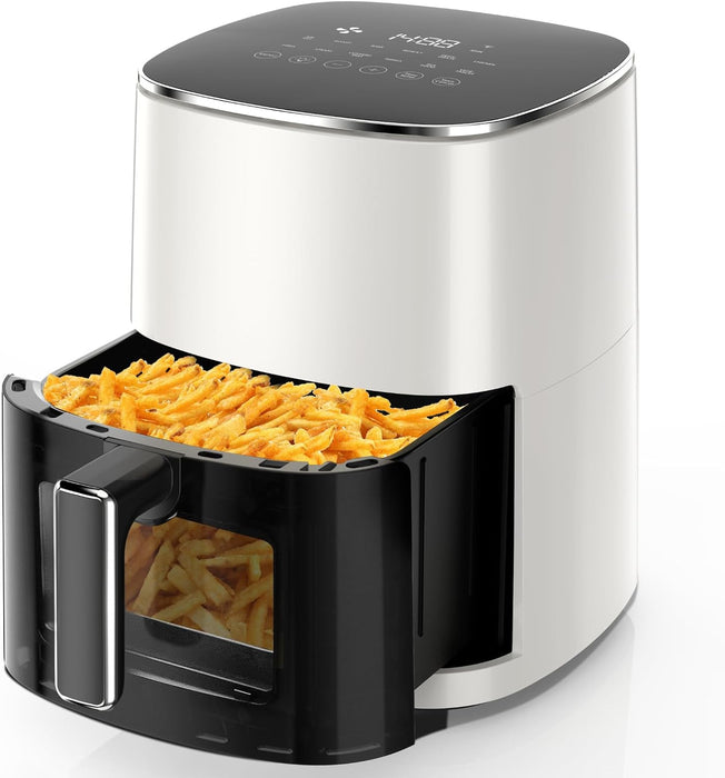 Simenmax Air Fryer, 6-Quart with Viewing Window, 12-in-1 Functions - Air Fry, Roast, Reheat, Dehydrate, Bake, Steam, and More, 400°F Max Temperature, Gray