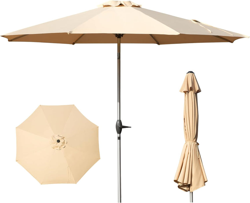 Bigleap 9FT Patio Umbrella, Market Umbrella with 8 Sturdy Ribs, Outdoor Table Umbrella for Garden, Lawn, Backyard, Pool, Beige